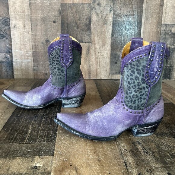 Old Gringo Purple Leopardito Pointed Toe Cowboy Western Boots Womens 5 B - Picture 11 of 12